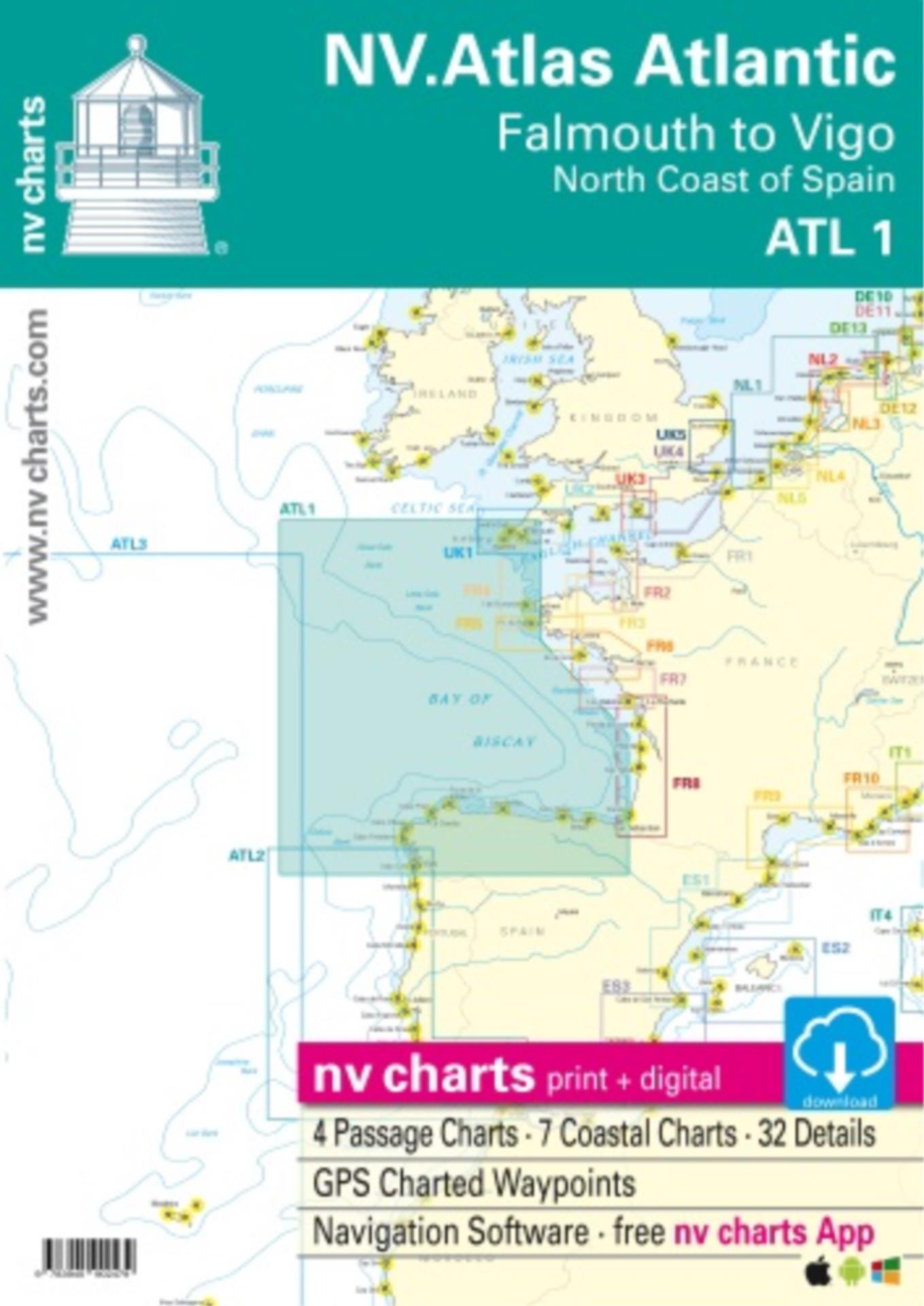 Nautischer Verlag NV Atlas Atlantic ATL1 - Falmouth to Vigo