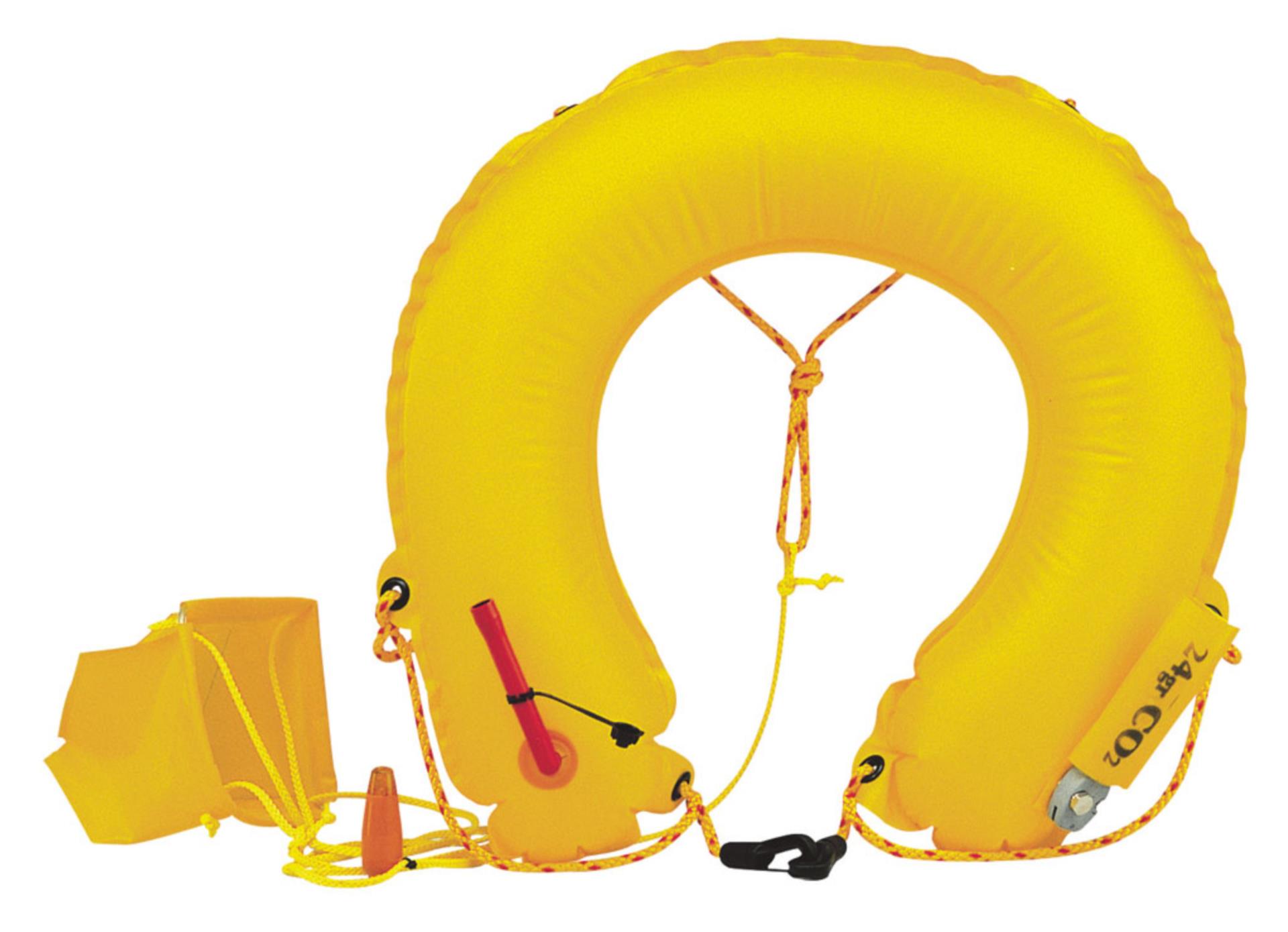 Plastimo Aufblasbarer Rettungsring, gelb mit Licht 