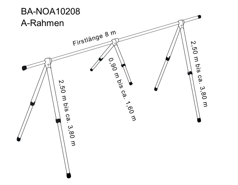 NOA A-Gestell für Abdeckplanen Länge 8 Meter  NOA A-Gestell für Abdeckplanen Länge 8 Meter