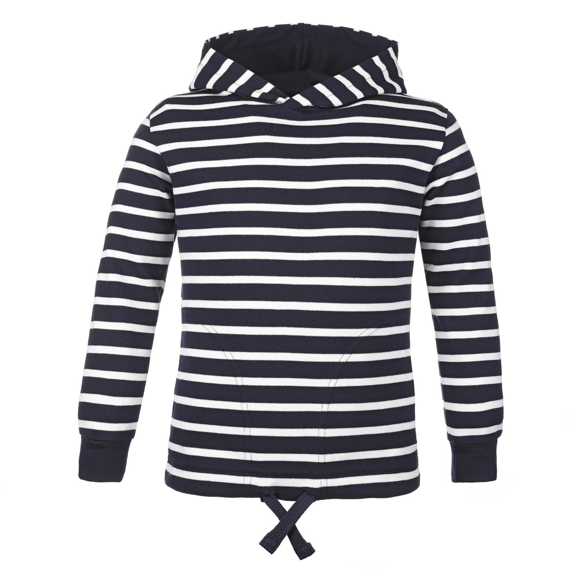 Modas Kinder-Kapuzenshirt mit blauen Streifen, 98/104