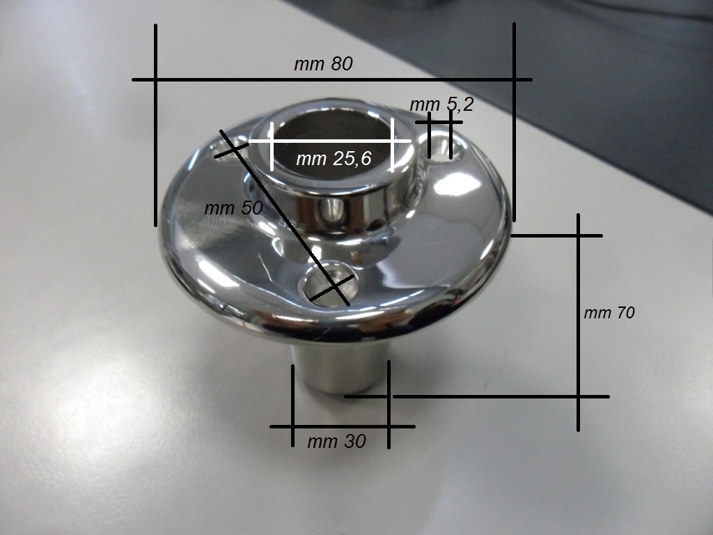 Osculati Gangway Aufnahme 80 mmØ, Dorn 25 mmØ, Edelstahl