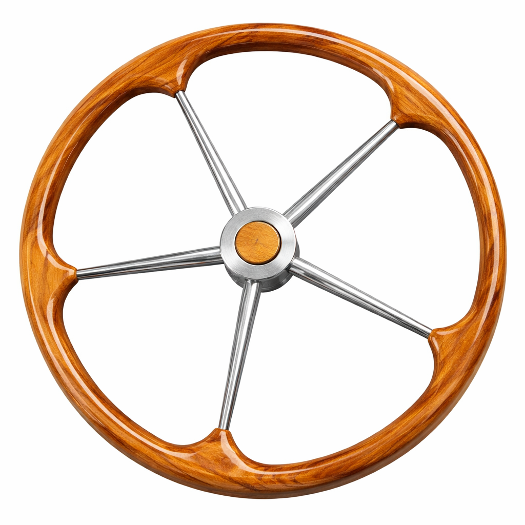 Osculati Lenkrad mit Außenring in Teakholz, 500 mmØ