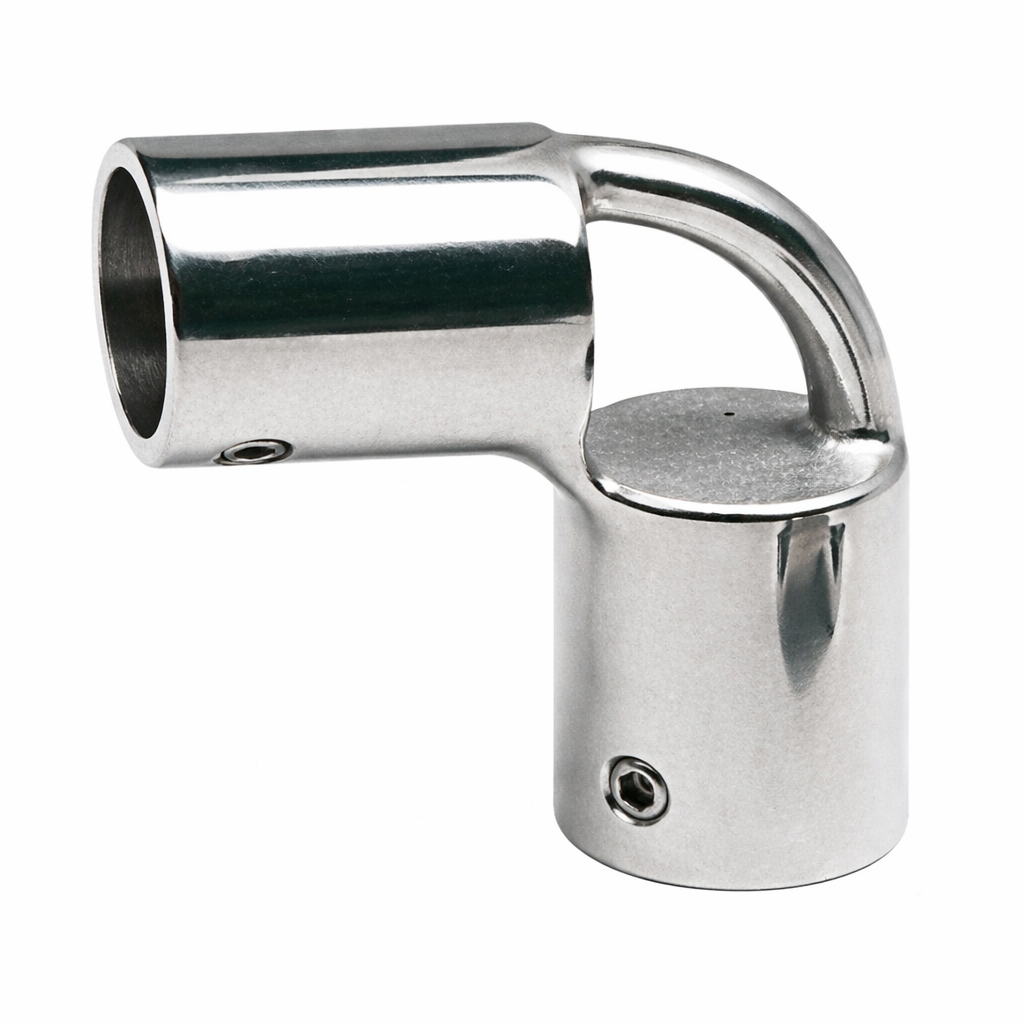 Osculati Edelstahl 2-Wege Relingsverbindung 90° mit Auge, Rohr 22 mmØ