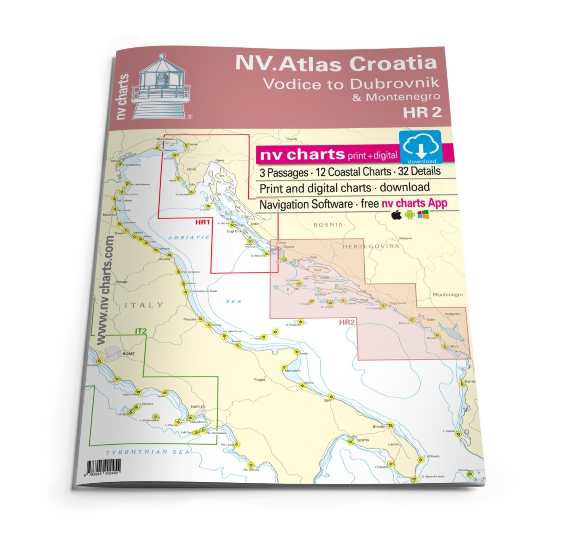Nautischer Verlag NV Atlas Croatia HR 2 - Vodice to Dubrovnik & Montenegro Nautischer Verlag NV Atlas Croatia HR 2 - Vodice to Dubrovnik & Montenegro