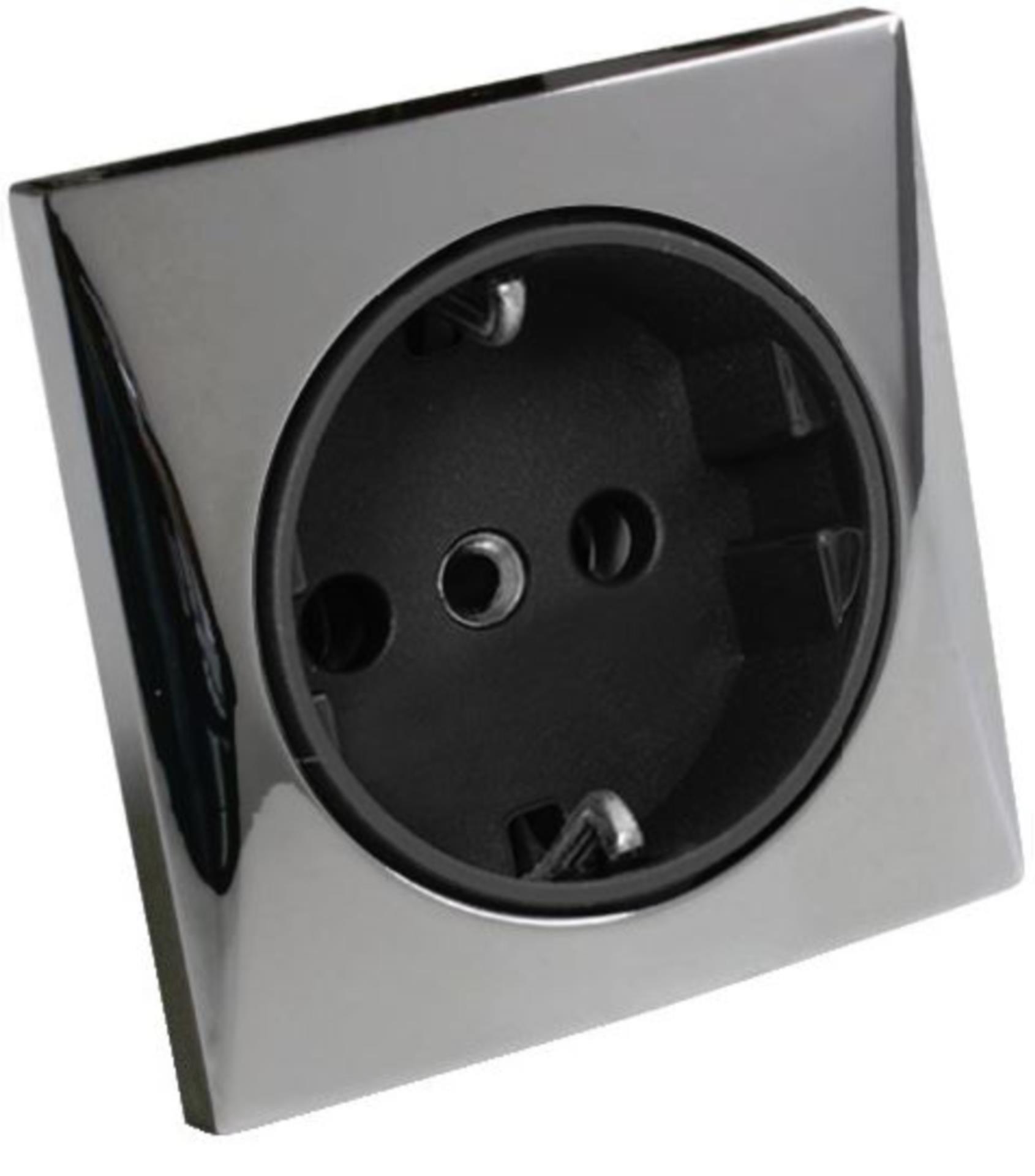 Batsystem Steckdose Schuko 230 V, schwarz / chrom