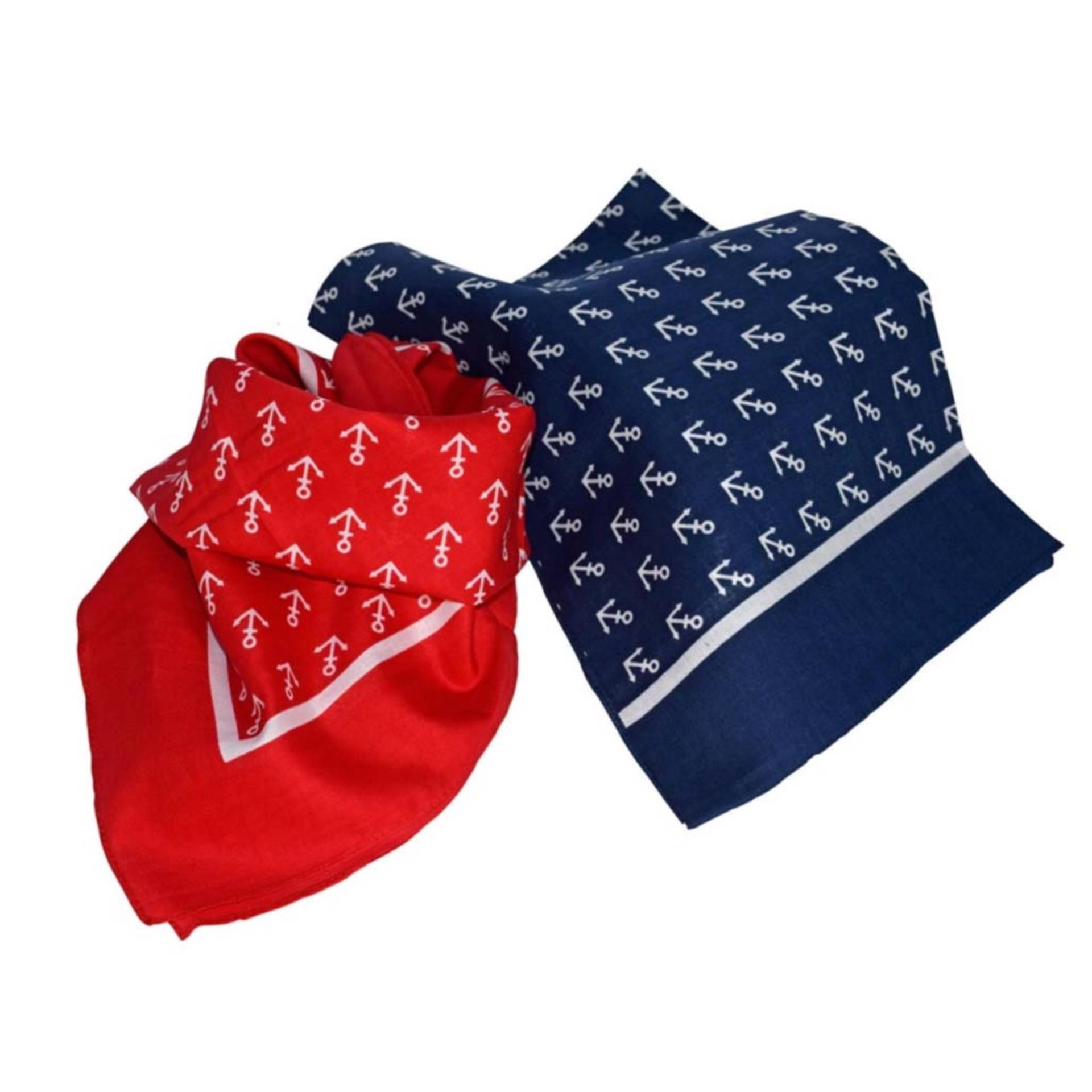 Modas Viereck Halstuch rot mit Anker
