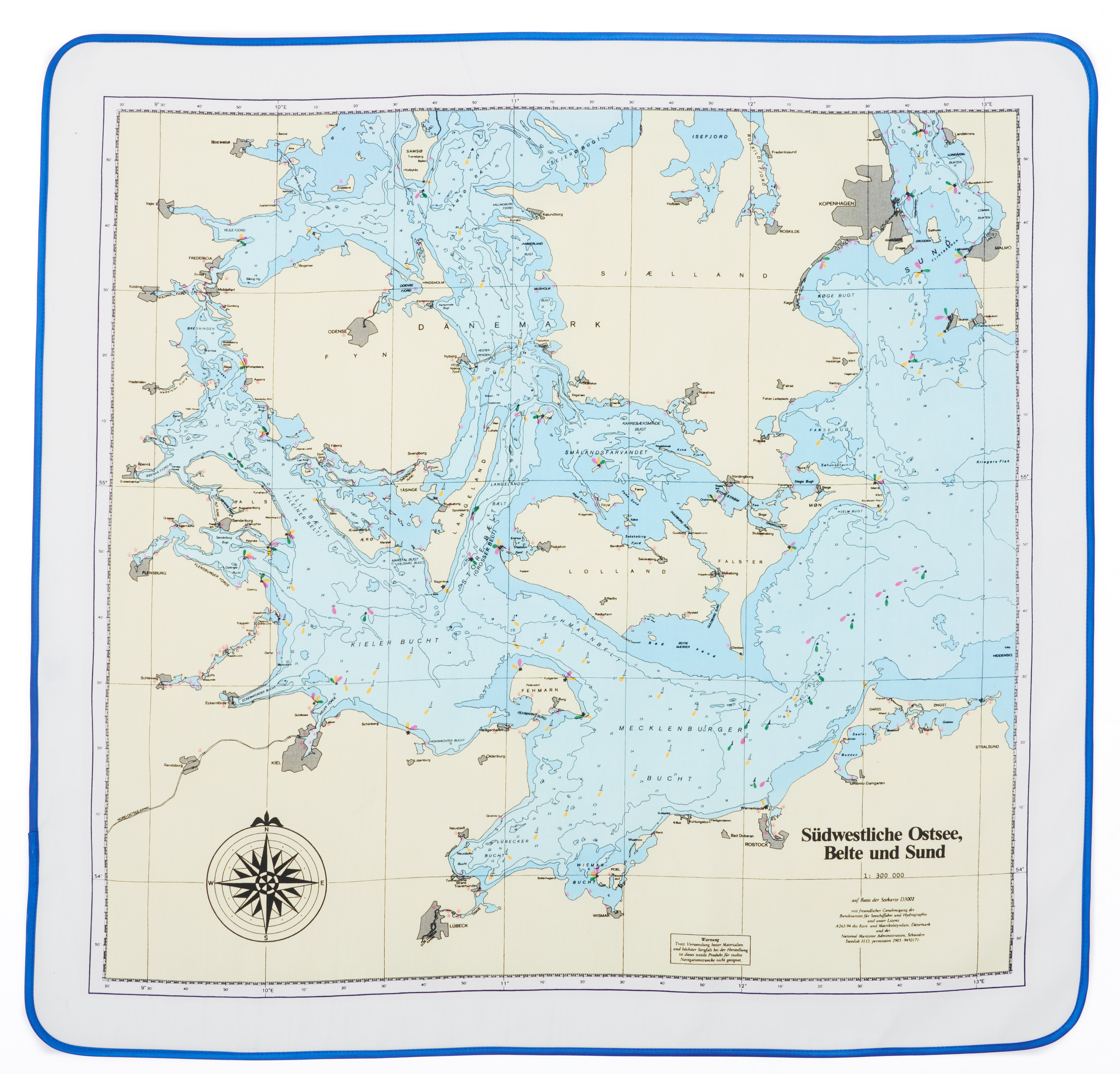 Tavomar Tischdecke Südwestliche Ostsee, Belte und Sund 1 x 1 m