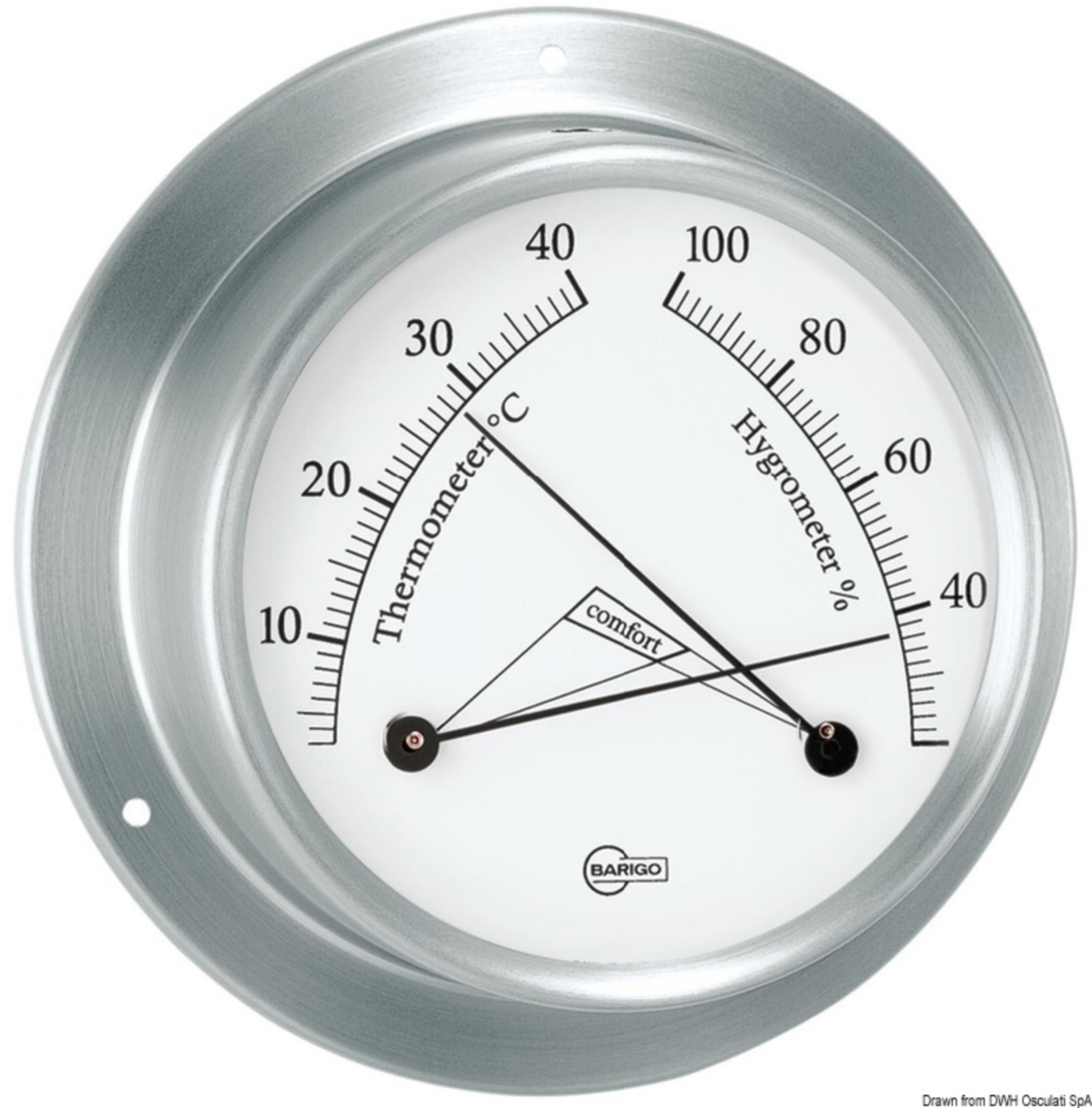 Barigo Sky Hygro- / Thermometer Stahl, satiniert / weiß