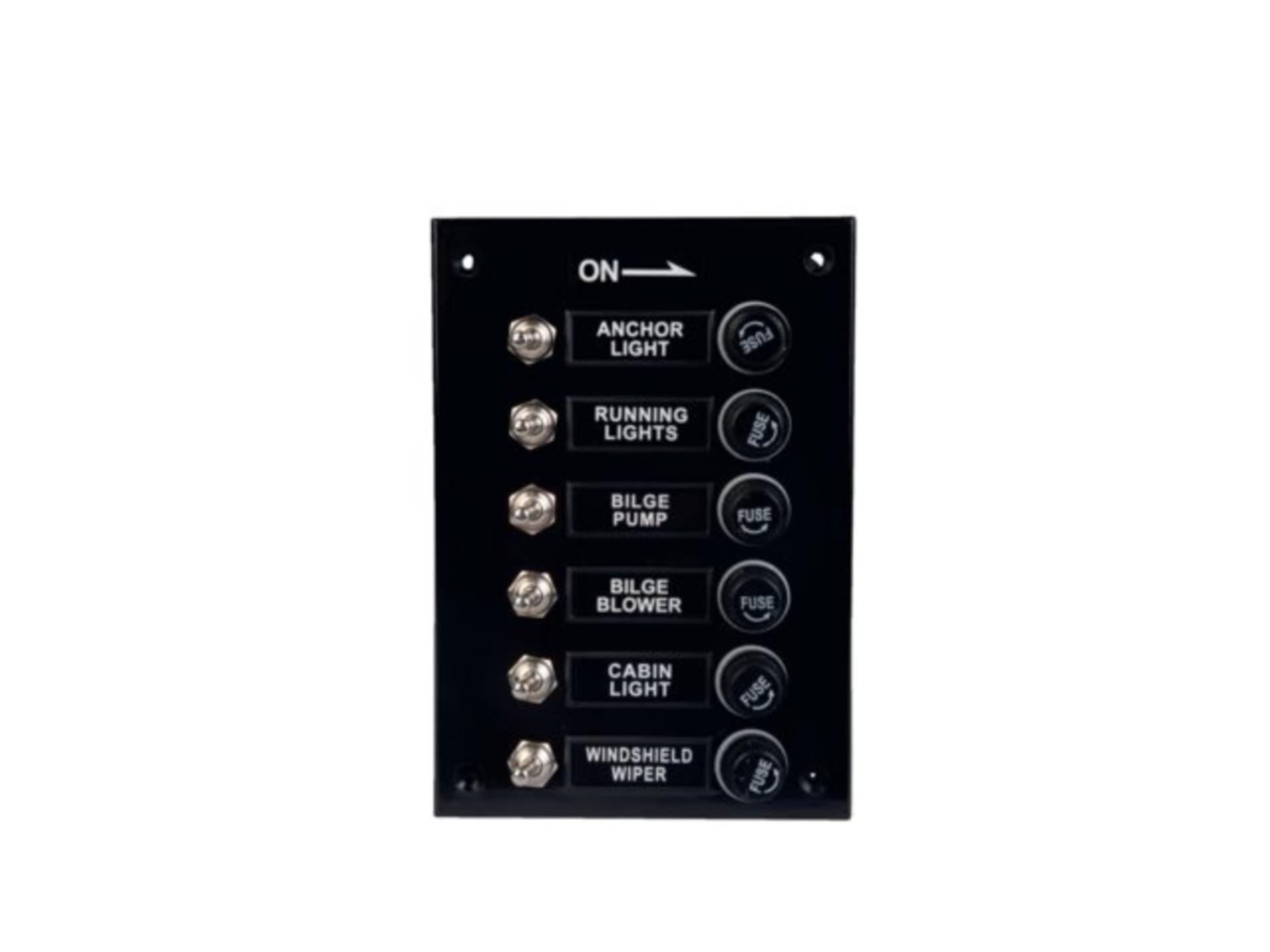 6er Schalttafel 12 V mit Sicherungen