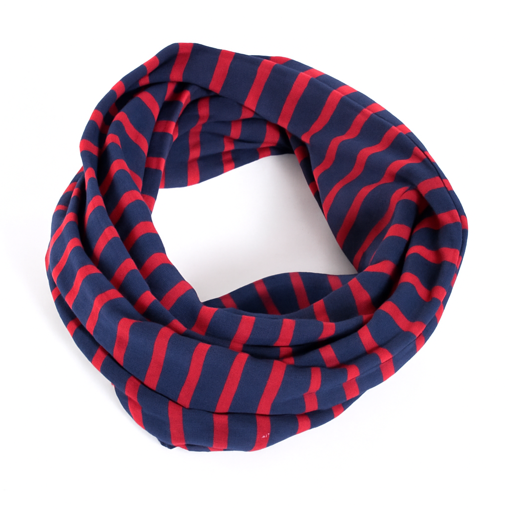 Modas Loopschal doppellagig, rot / blau