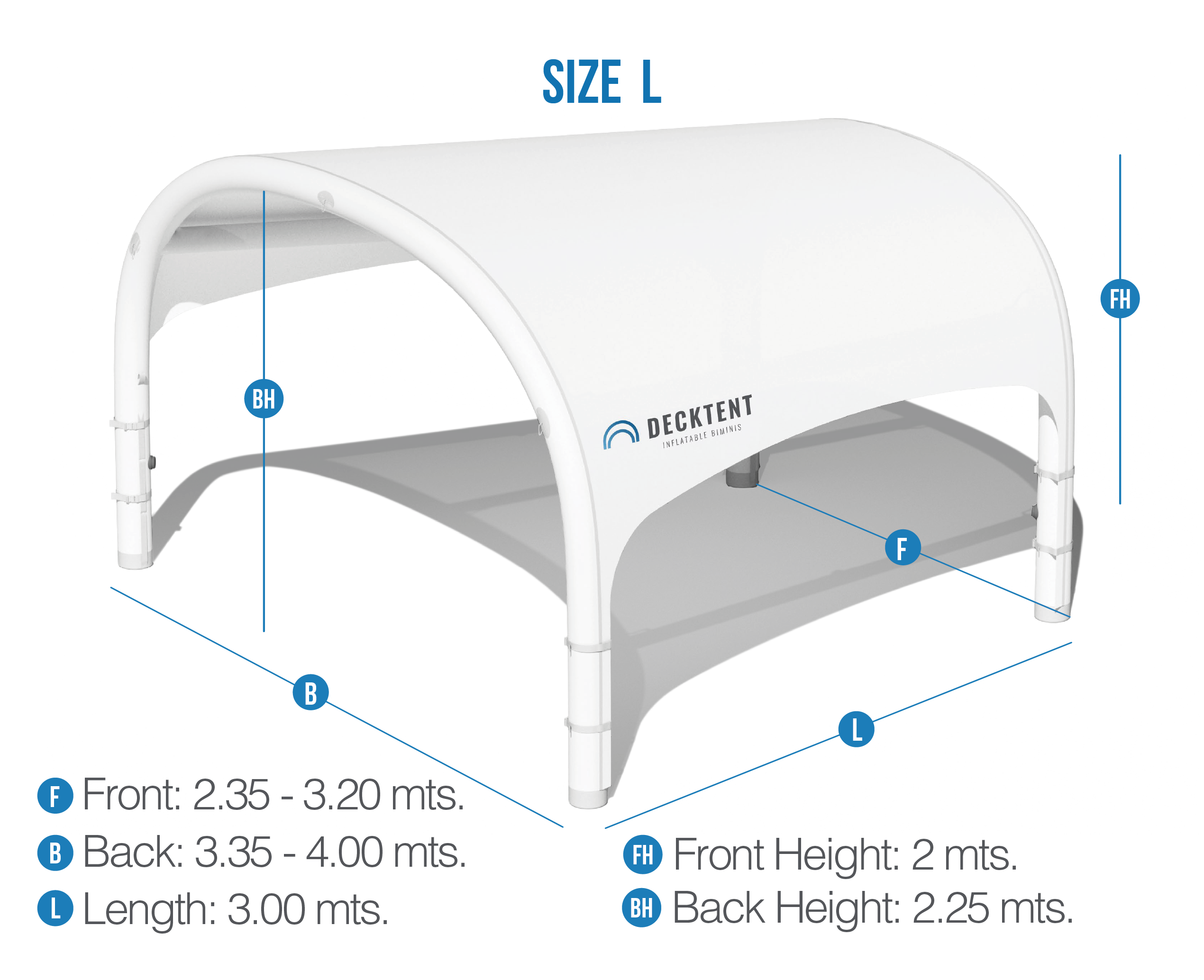 Decktent L weiß, Länge 300 cm