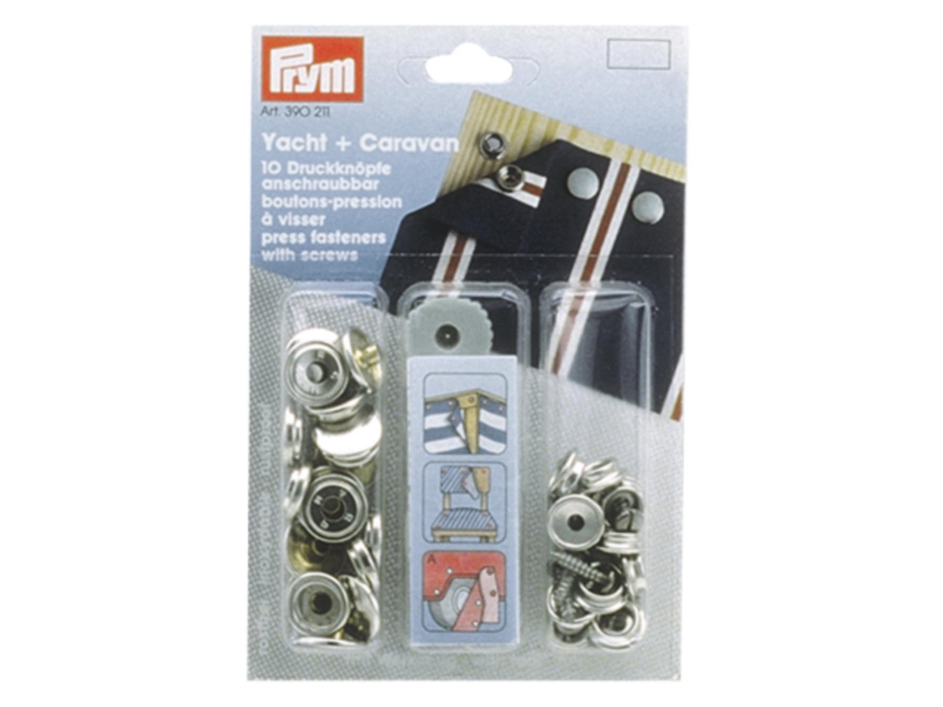 Prym Druckknöpfe Messing vernickelt 15 mmØ, (Tuch - GFK) inkl. Werkz. 