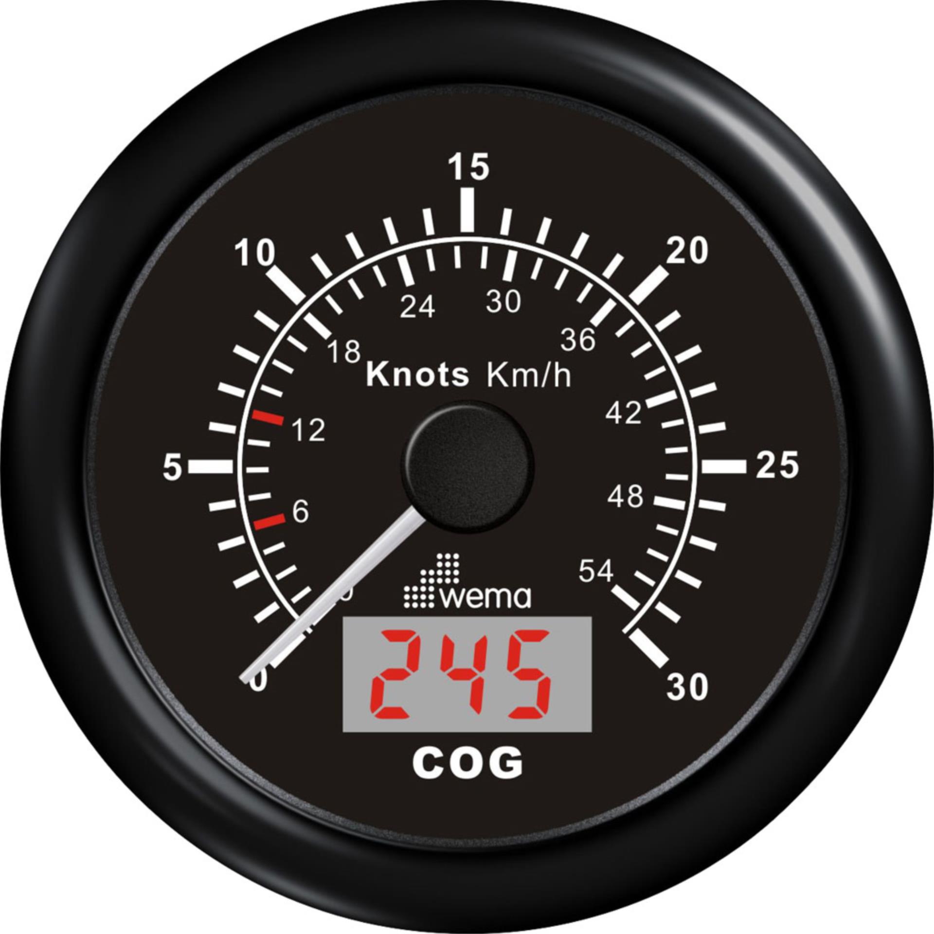 Wema GPS Tachometer 30 Kn / 54 km/h, schwarz
