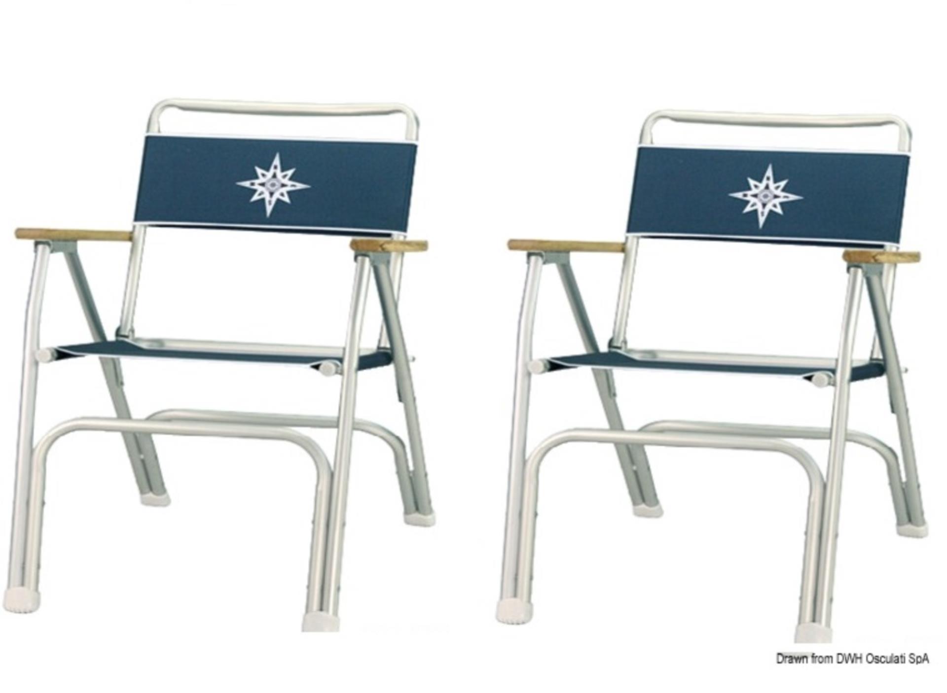 Osculati Yachtstuhl mit Doppelfuß, blau 2er Set