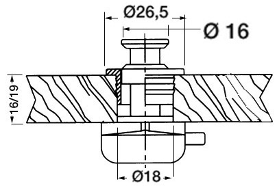 Osculati Druckknopf klein bis max. 16 mm Türblattstärke Osculati Druckknopf klein bis max. 16 mm Türblattstärke