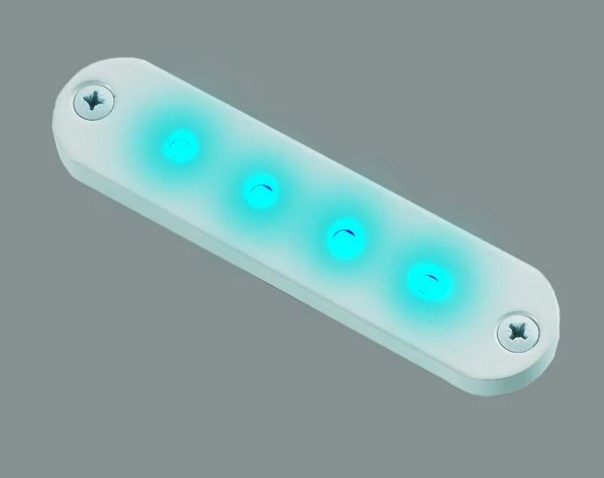 Cabin Denmark Cabin Courtesy  4 blaue LED Gehäuse alu/weiß 11V-16V