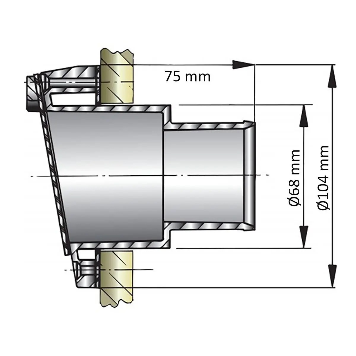 Vetus Auspuff Spiegeldurchführung, 50 mmØ Vetus Auspuff Spiegeldurchführung, 50 mmØ