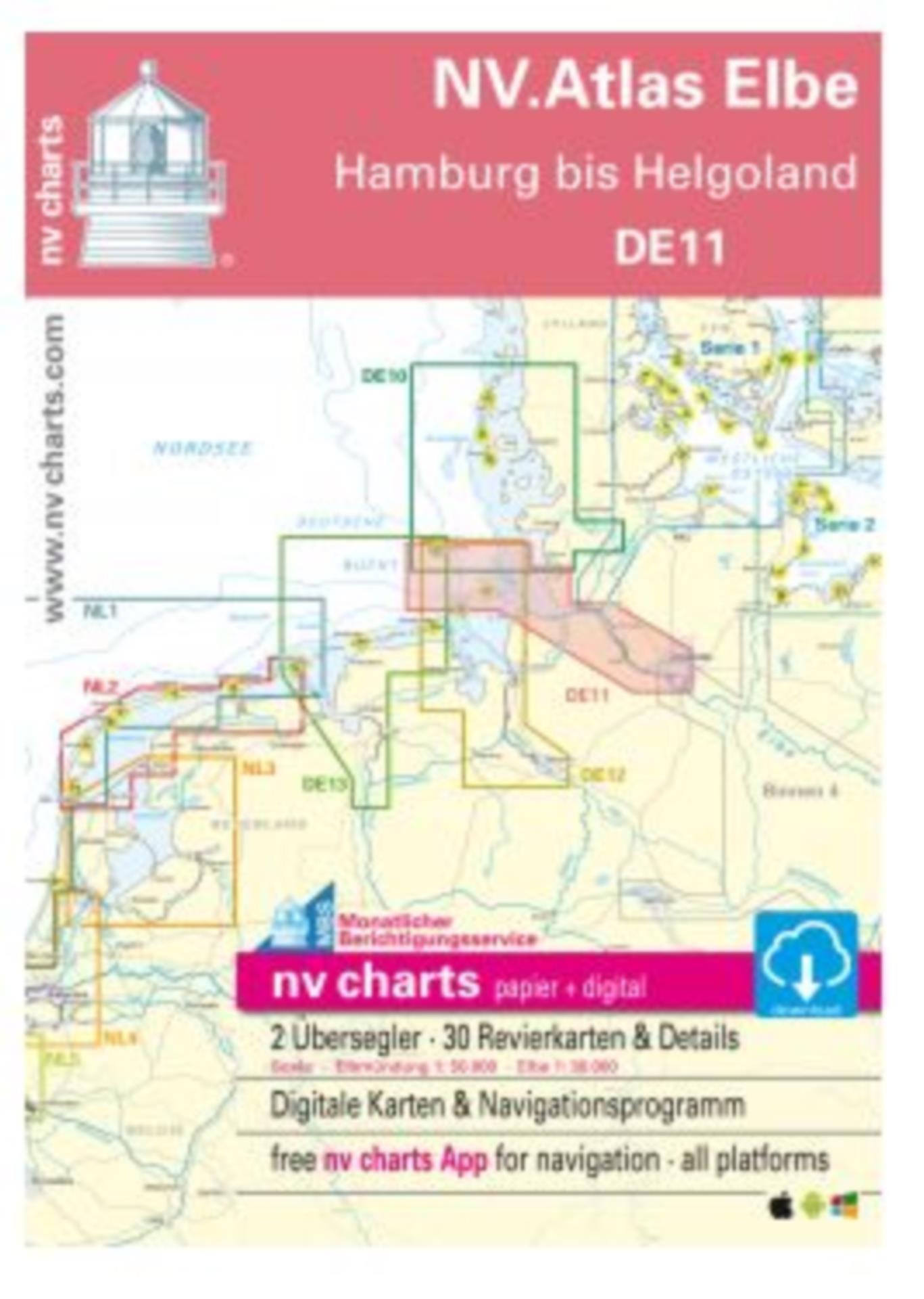 Nautischer Verlag NV Atlas Elbe DE11 - Helgoland bis Hamburg