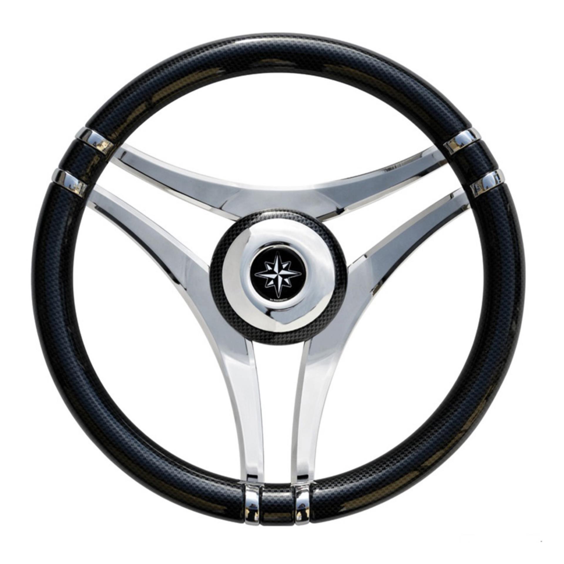 Osculati Lenkrad Impact mit Edelstahlspeichen, 350 mmØ Carbon Look Osculati Lenkrad Impact mit Edelstahlspeichen, 350 mmØ Carbon Look