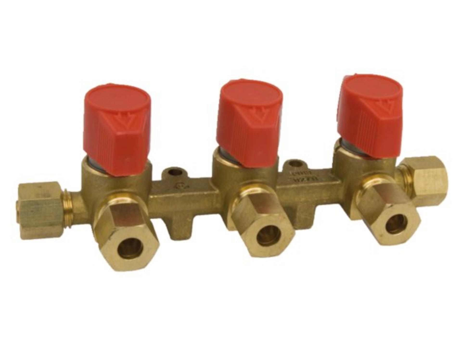 GOK Gas Schnellverschluss 3er Verteiler 8 mm Rohrverschraubung