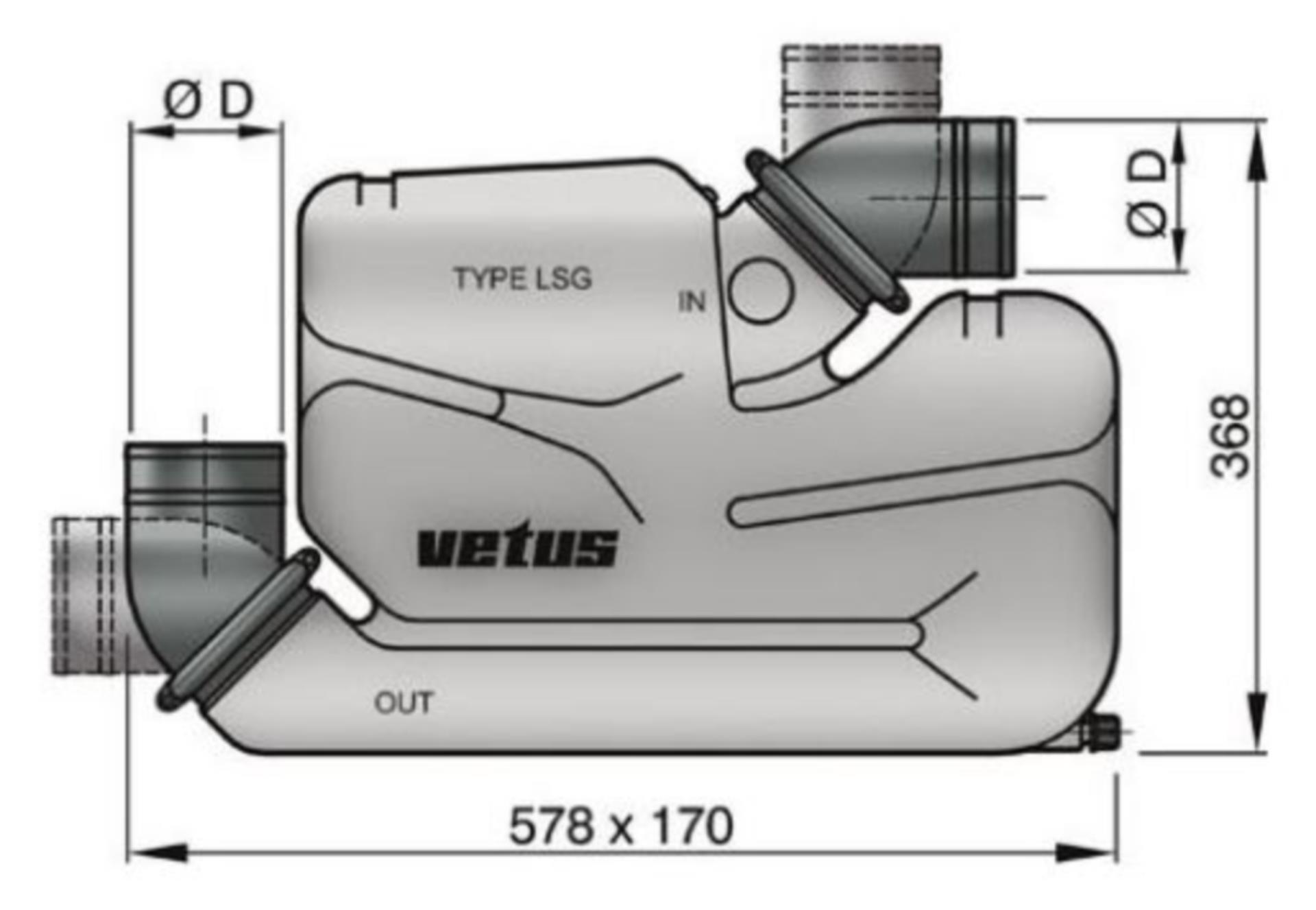 Vetus Wassersammler LSG für 75mmØ Schlauch, 17,0ltr. Vetus Wassersammler LSG für 75mmØ Schlauch, 17,0ltr.
