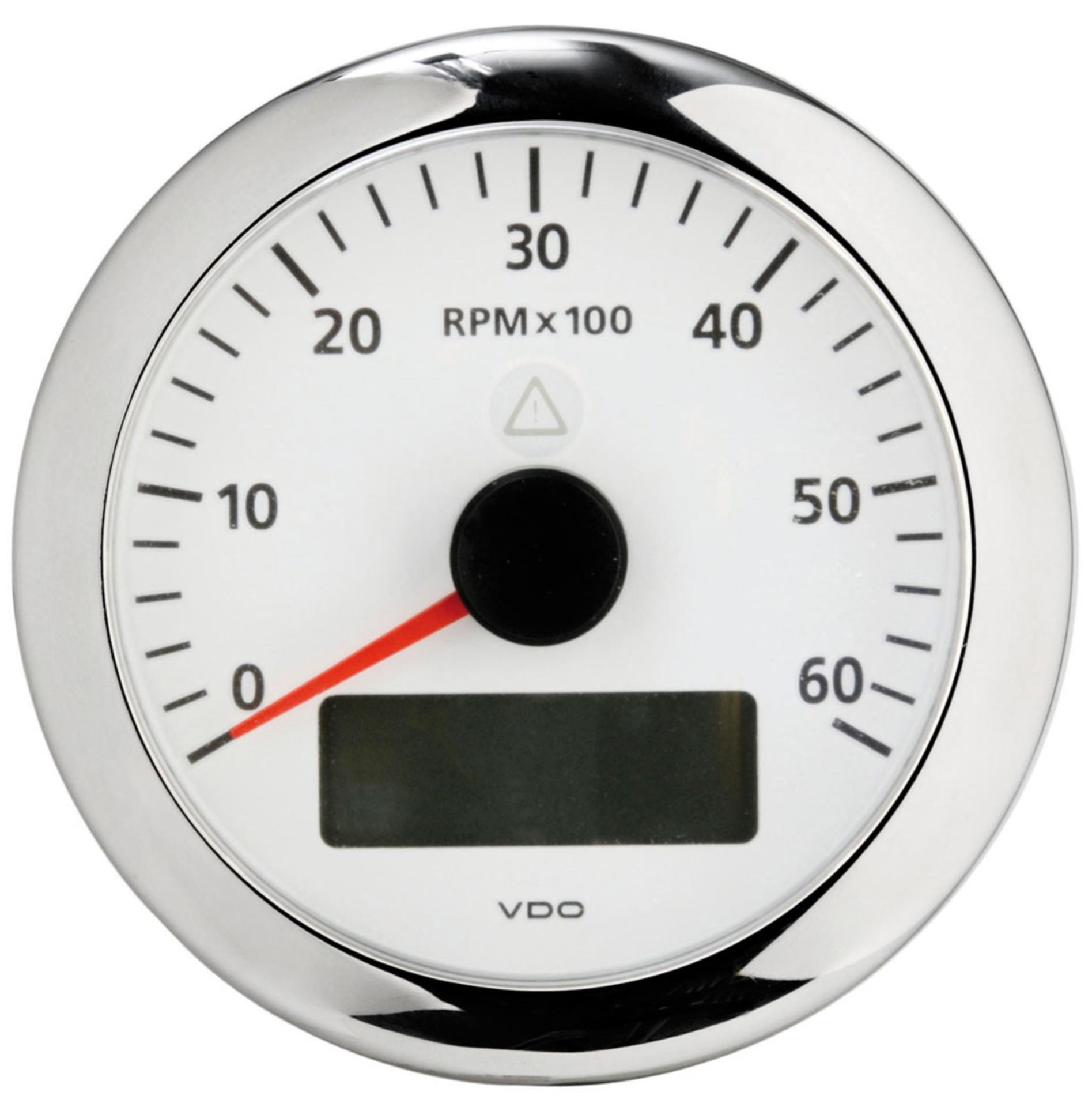 VDO Drehzahlmesser 85mmØ mit LCD- Display 0-6000rpm weiß