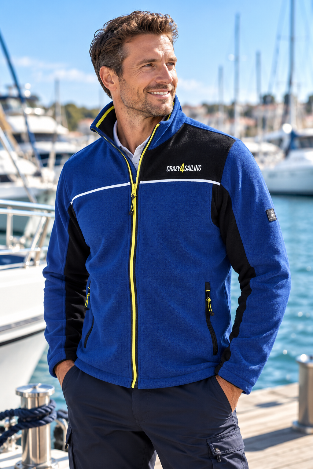 Crazy4Sailing C4S Windbreaker Fleece Jacke blau/schwarz Gr. L