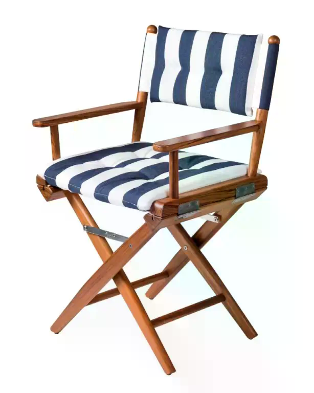 ARC Marine Regiestuhl I Deluxe navy/ weiss Auflage geölt Edelstahlbeschläge