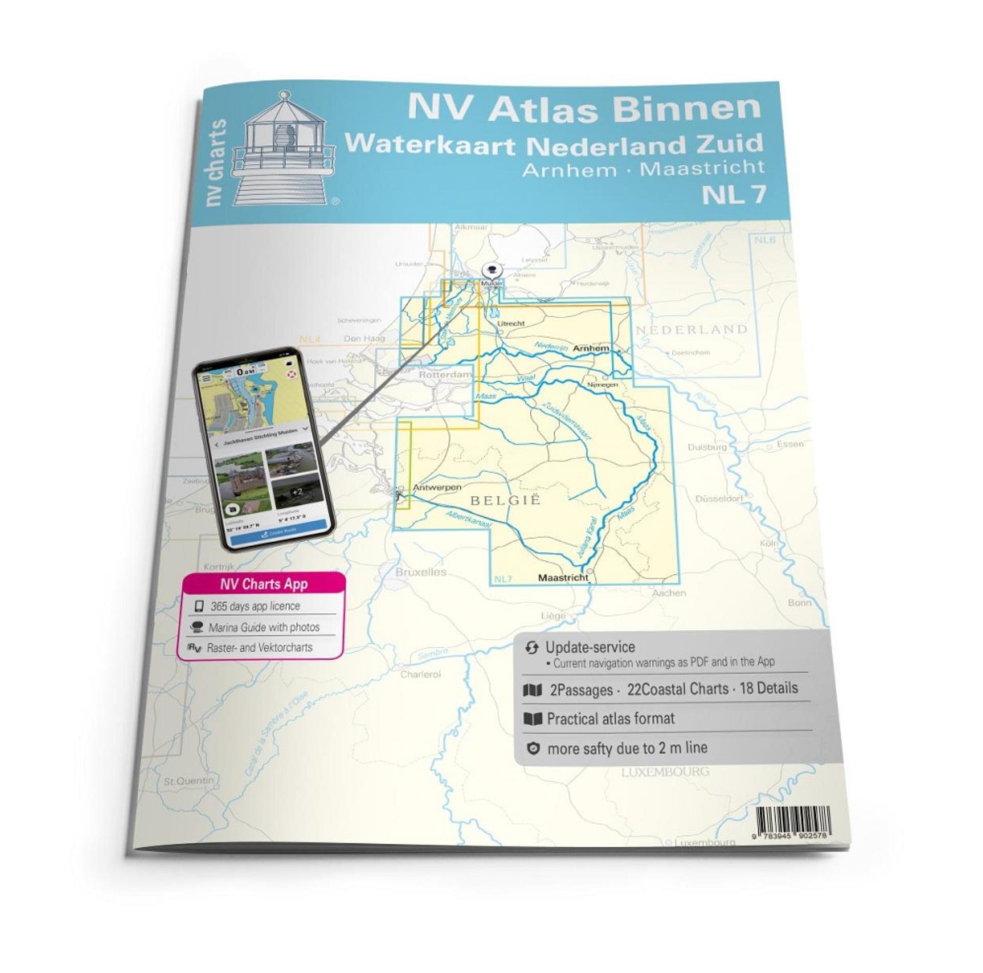 Nautischer Verlag NV Atlas Binnen NL7 - Waterkaart Nederland Zuid