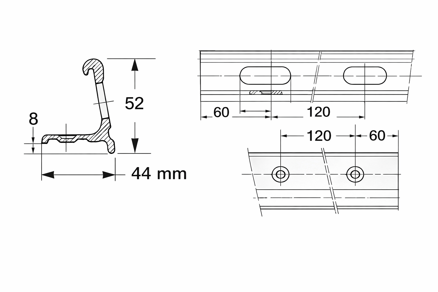 Osculati Fußreling aus eloxiertem Aluminium, 6 Meter