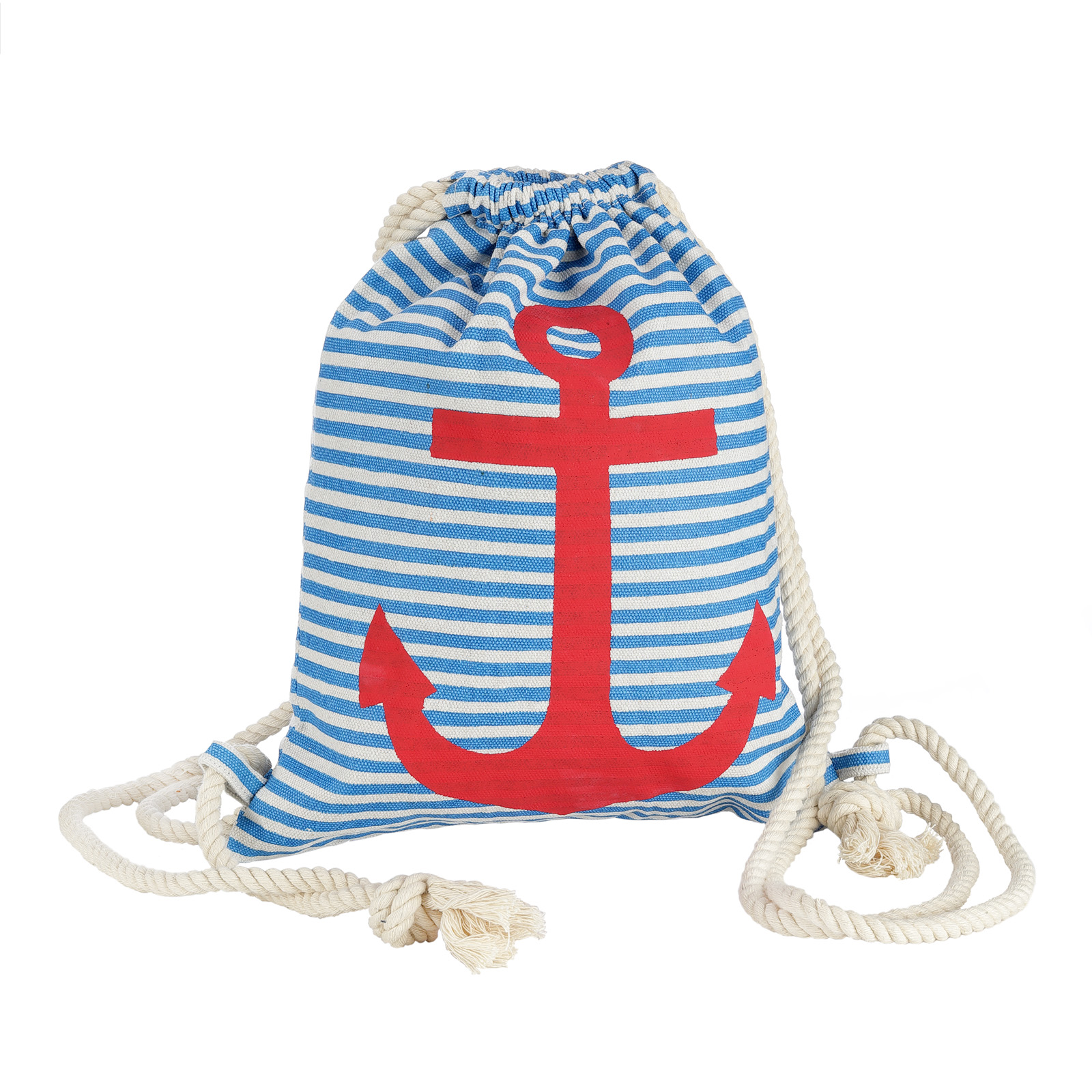 Modas Maritimer Sportbeutel Royal Blau / Weiß, ca. 29 x 39 cm 