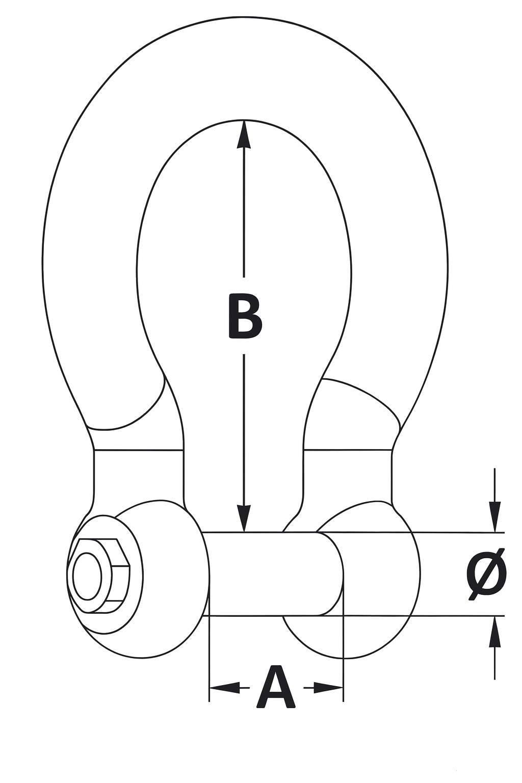 Osculati Ankerschäkel Edelstahl geschweift, 10 mmØ