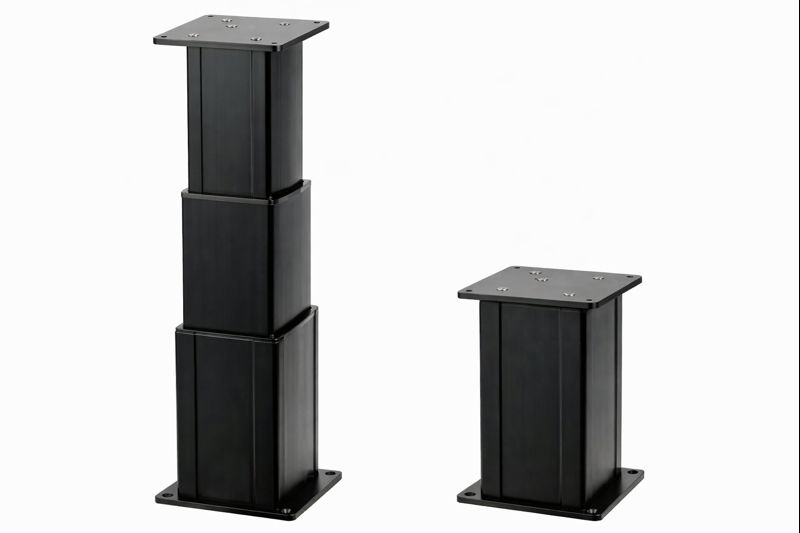 Osculati Eckiges Tischbein Dudge 77, elektrisch 12 V aus schwarzem Aluminium