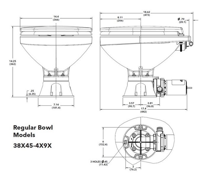 Jabsco Quiet Flush E2 Komfortbecken, 12 V Seespülung