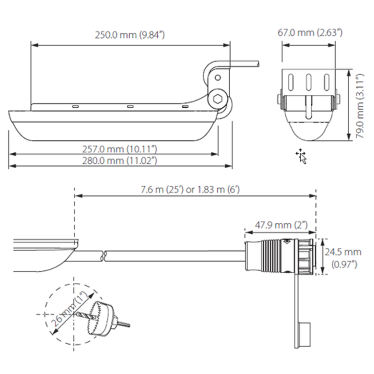 NAVICO Active Imaging 3-in-1 Heckgeber 7,6 m Kabel