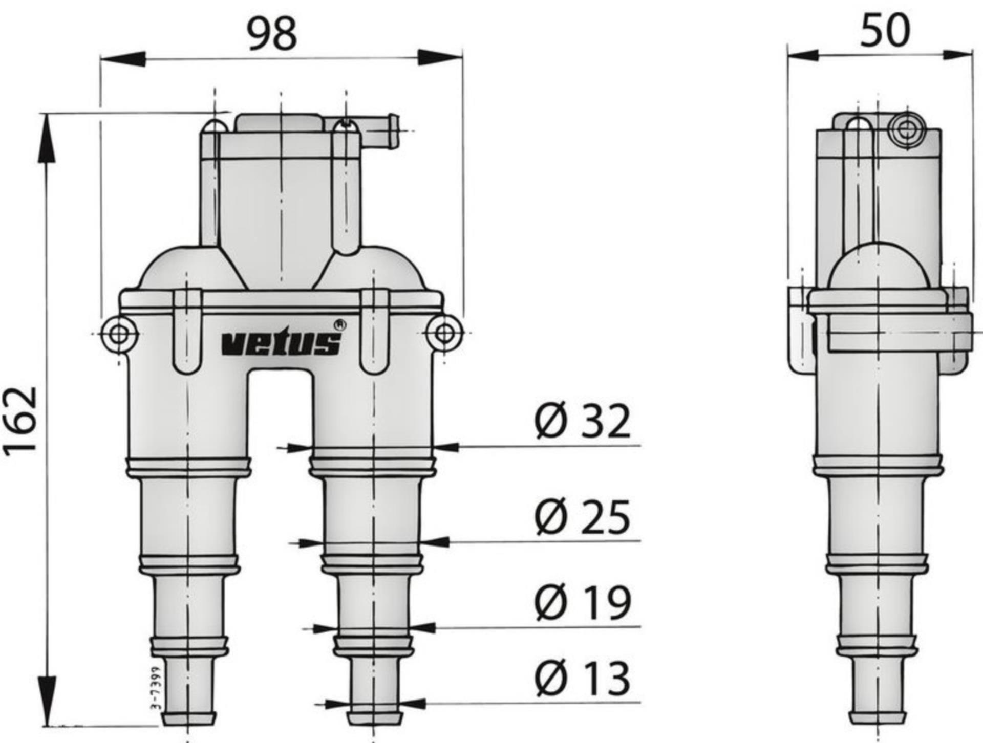 Vetus Belüfter ohne Ventil, mit Schlauch  Vetus Belüfter ohne Ventil, mit Schlauch