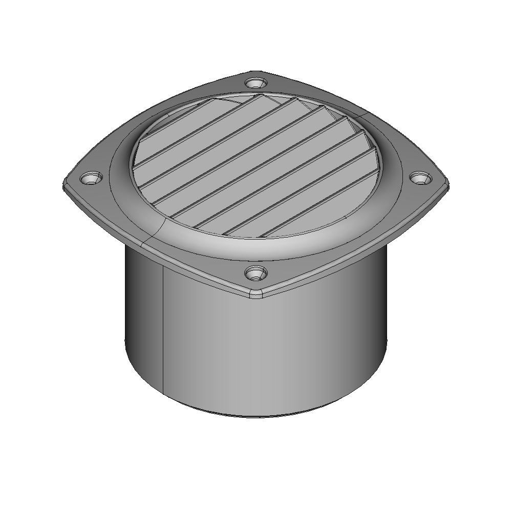 Osculati ABS Lüftungsgitter 126 x 126 mm gerade, weiss 102 mmØ