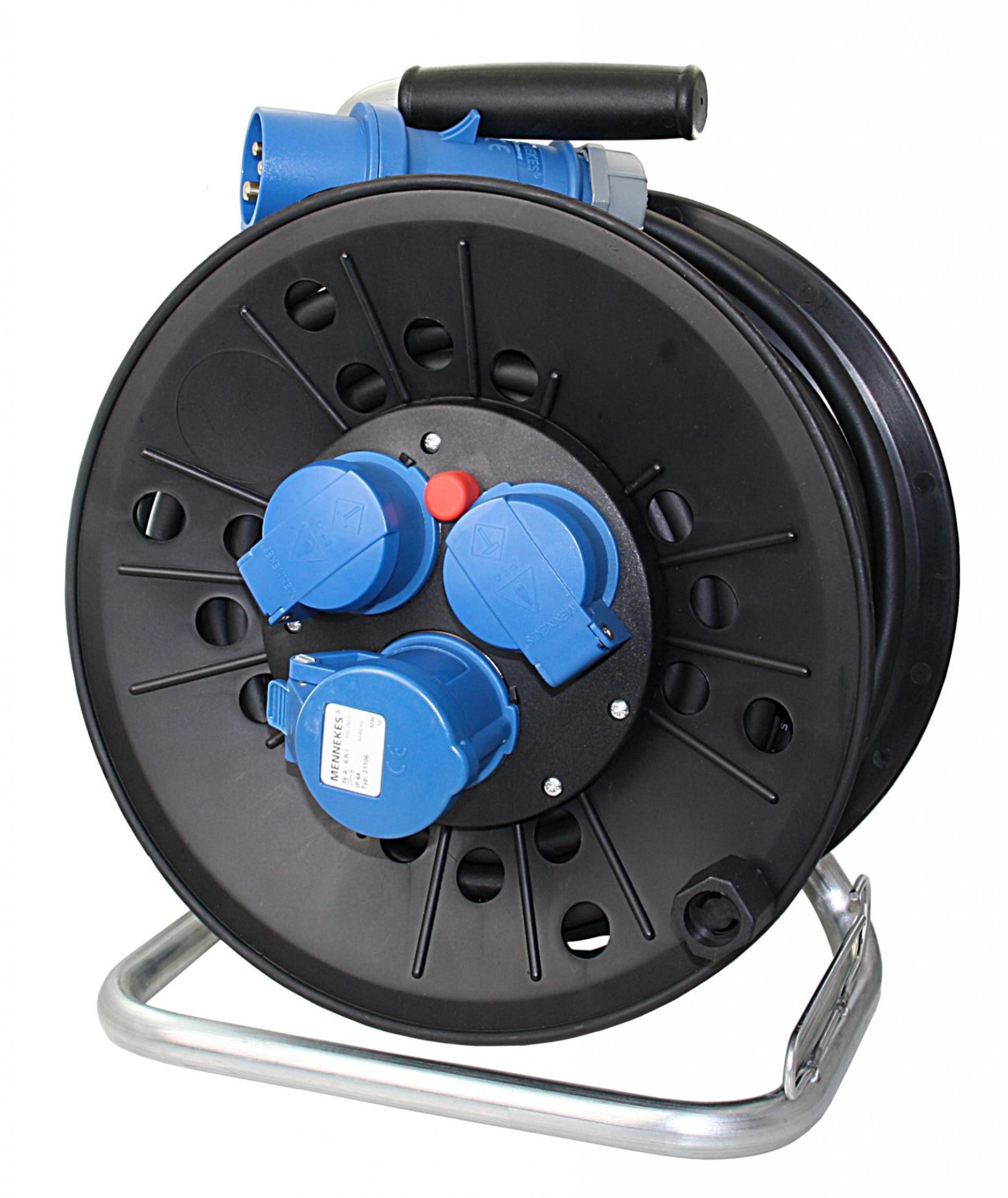 CEE Norm Kabeltrommel mit Schukodose mit Klappdeckel, 1 CEE