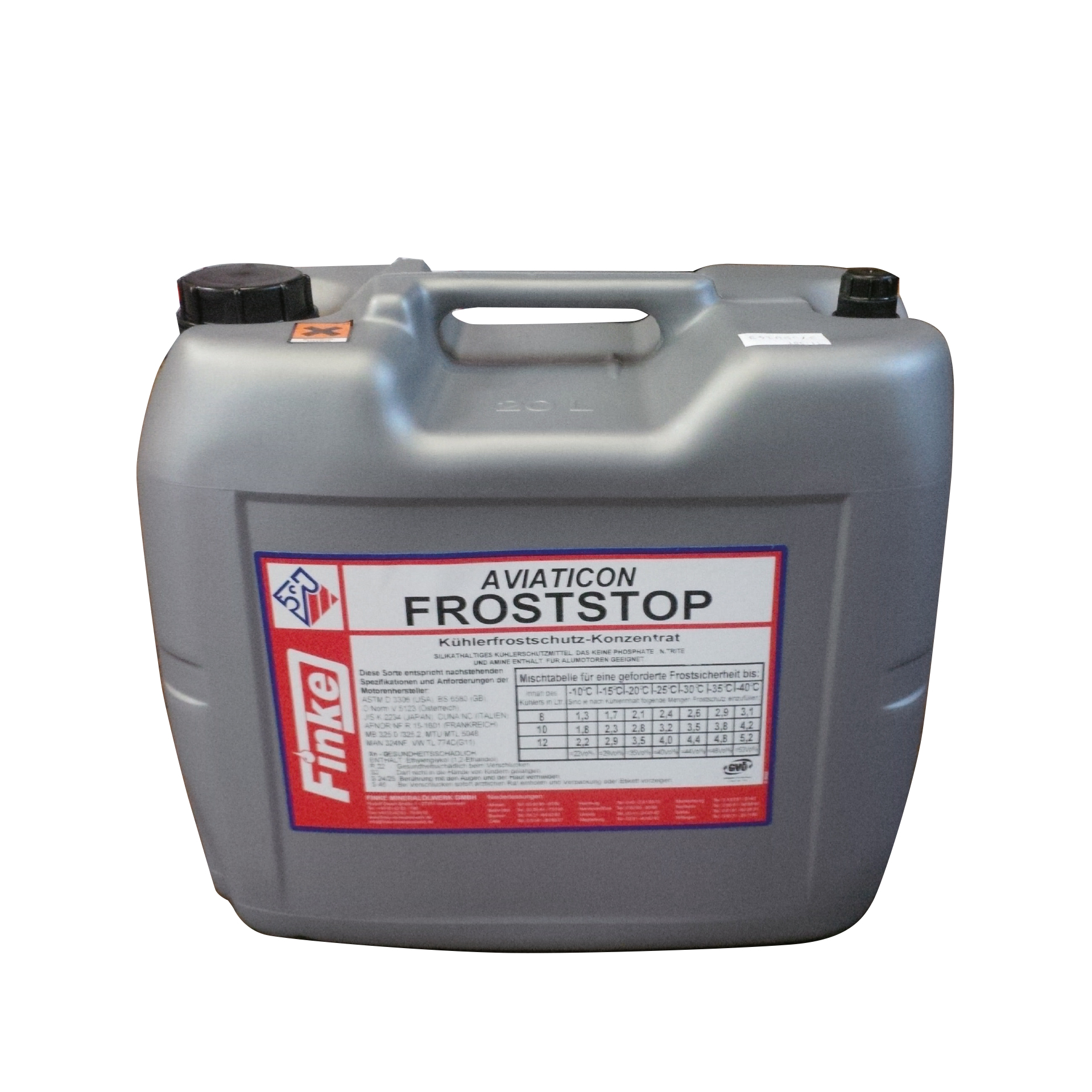 Finke Mineralölwerke Glykol Konservierungsmittel Aviaticon Froststop, Kanister 20 Liter