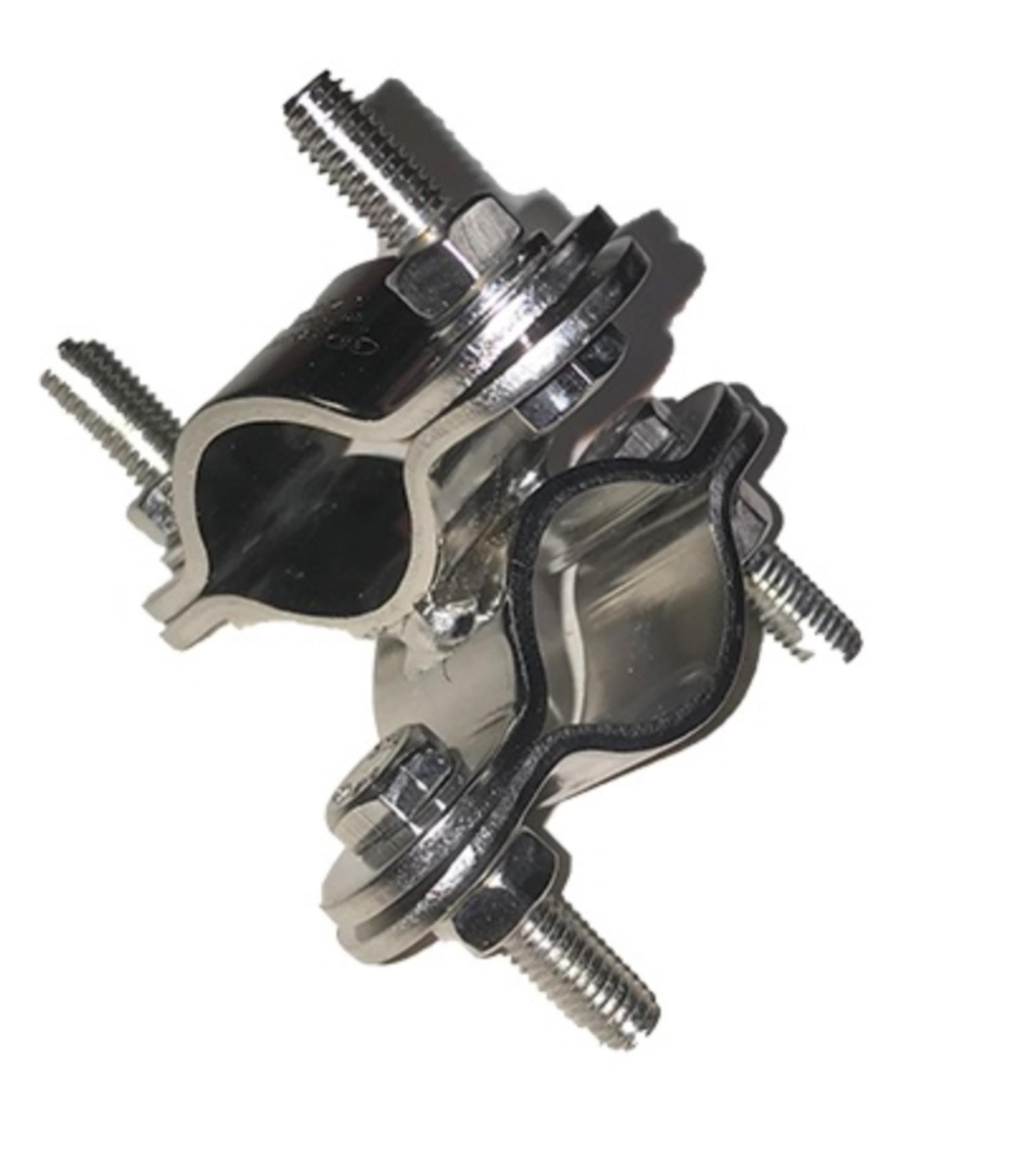 Prasolux Rohrschelle K26 Doppel fest um 90° verdreht  25 / 30 mmØ