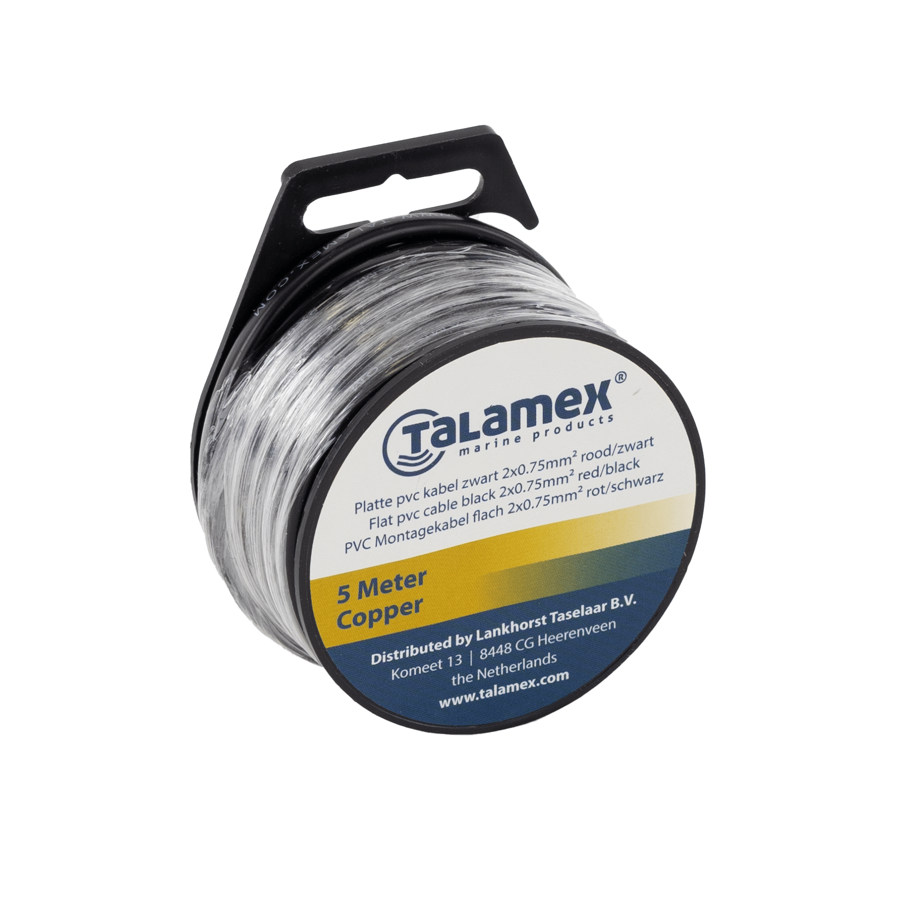 Talamex PVC Elektrokabel, flach 2 x 0,75 mm² /rot / schwarz), 5 Meter