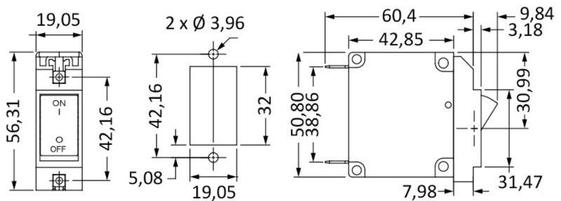 Airpax / Sensata Schutzschalter mit vorstehendem Hebel, 20 A