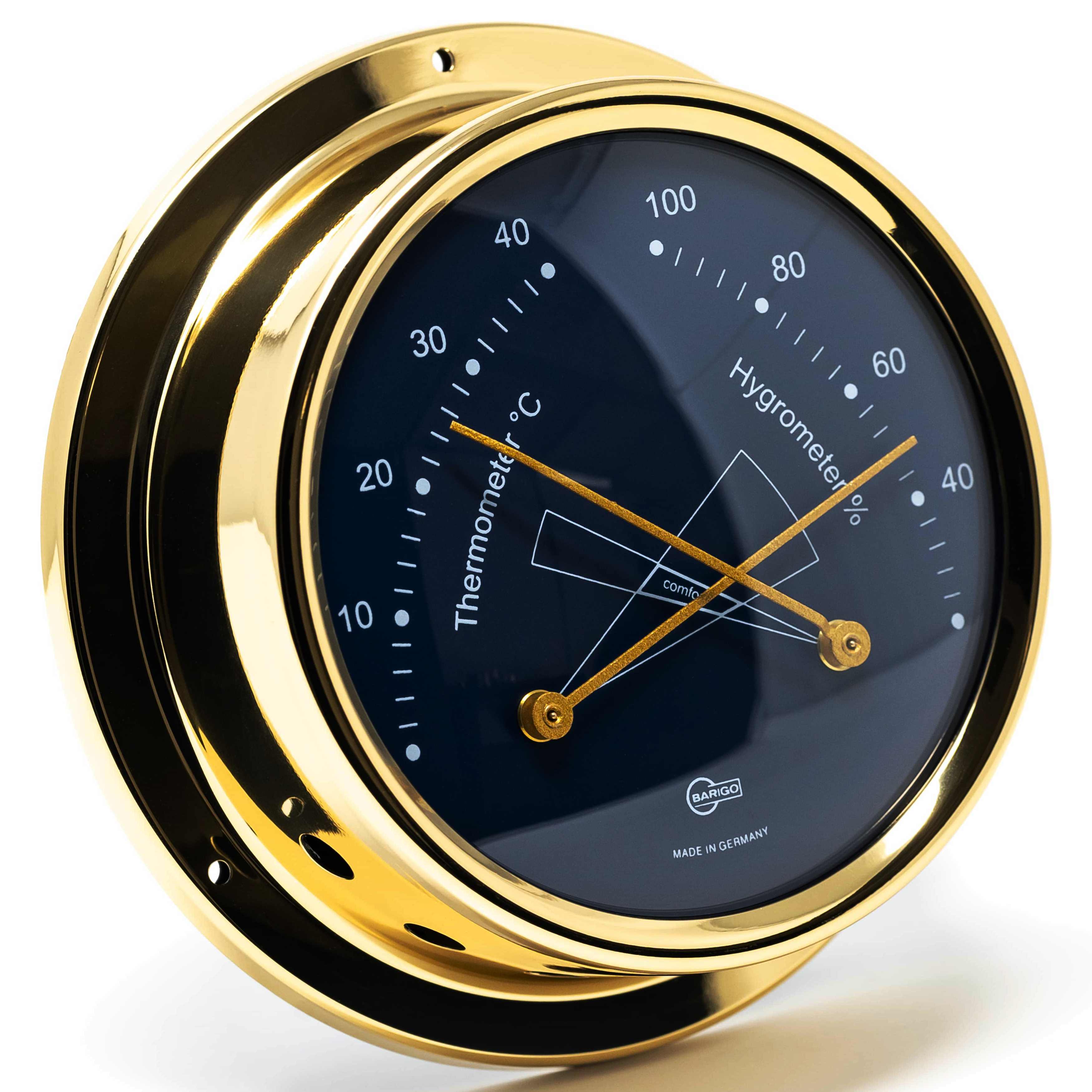 BARIGO 100 Regatta messing Blau Thermo / Hygrometer
