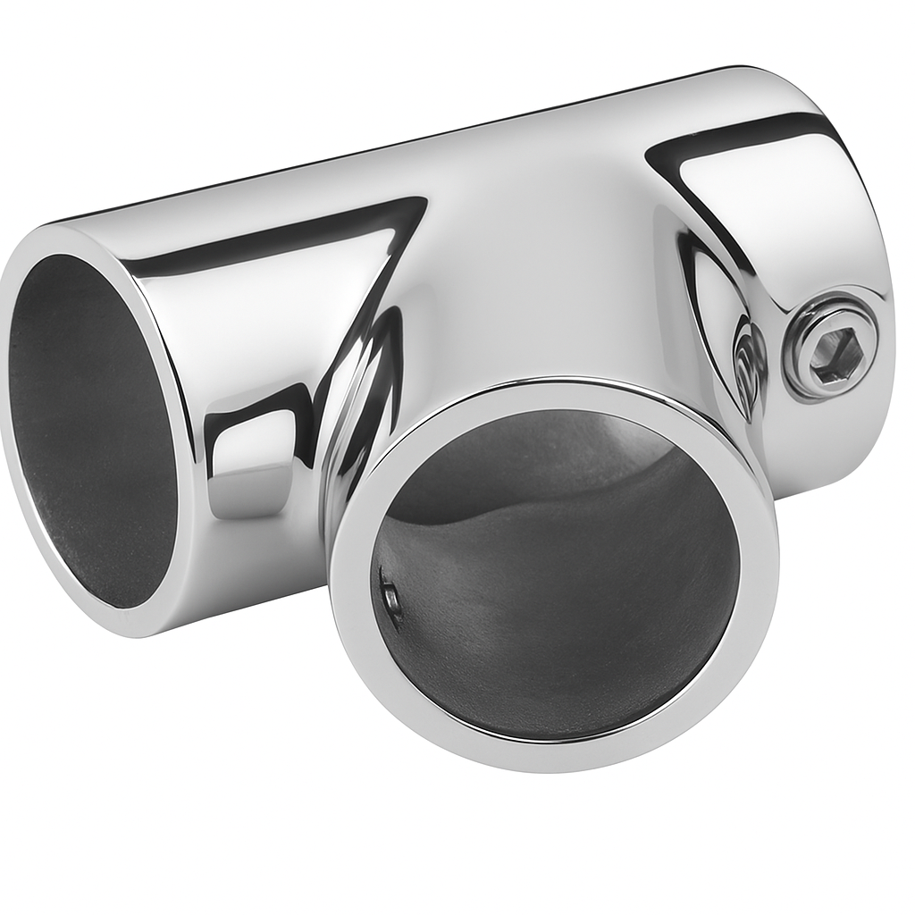 Osculati Edelstahl 3-Wege Relingsverbindung 60°, Rohr 22 mmØ