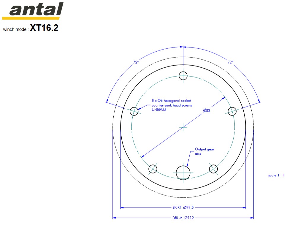 Antal 2 Gang Winde XT 16.2 Selbstholend Alu