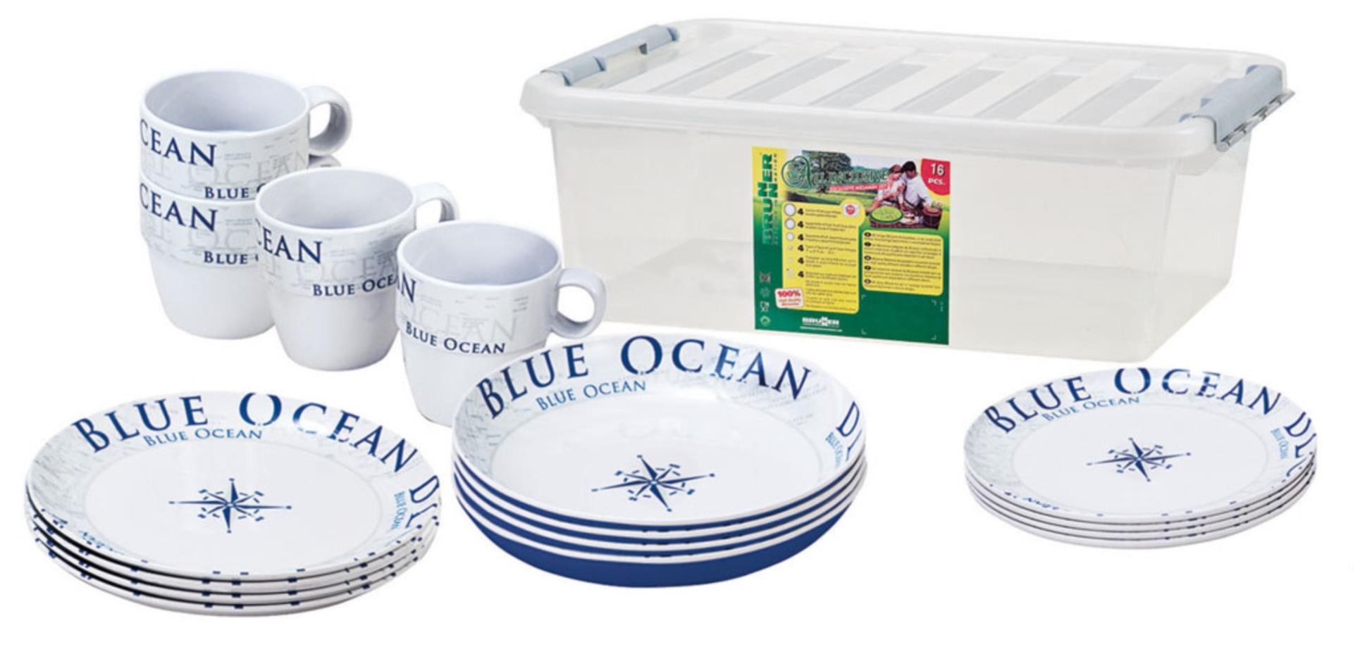 Brunner Geschirrset Blue Ocean, 16-teilig