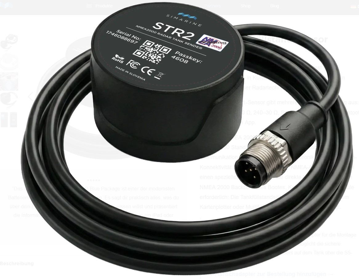 SIMARINE STR2 Radar Tanksensor, NMEA 2000 & Bluetooth