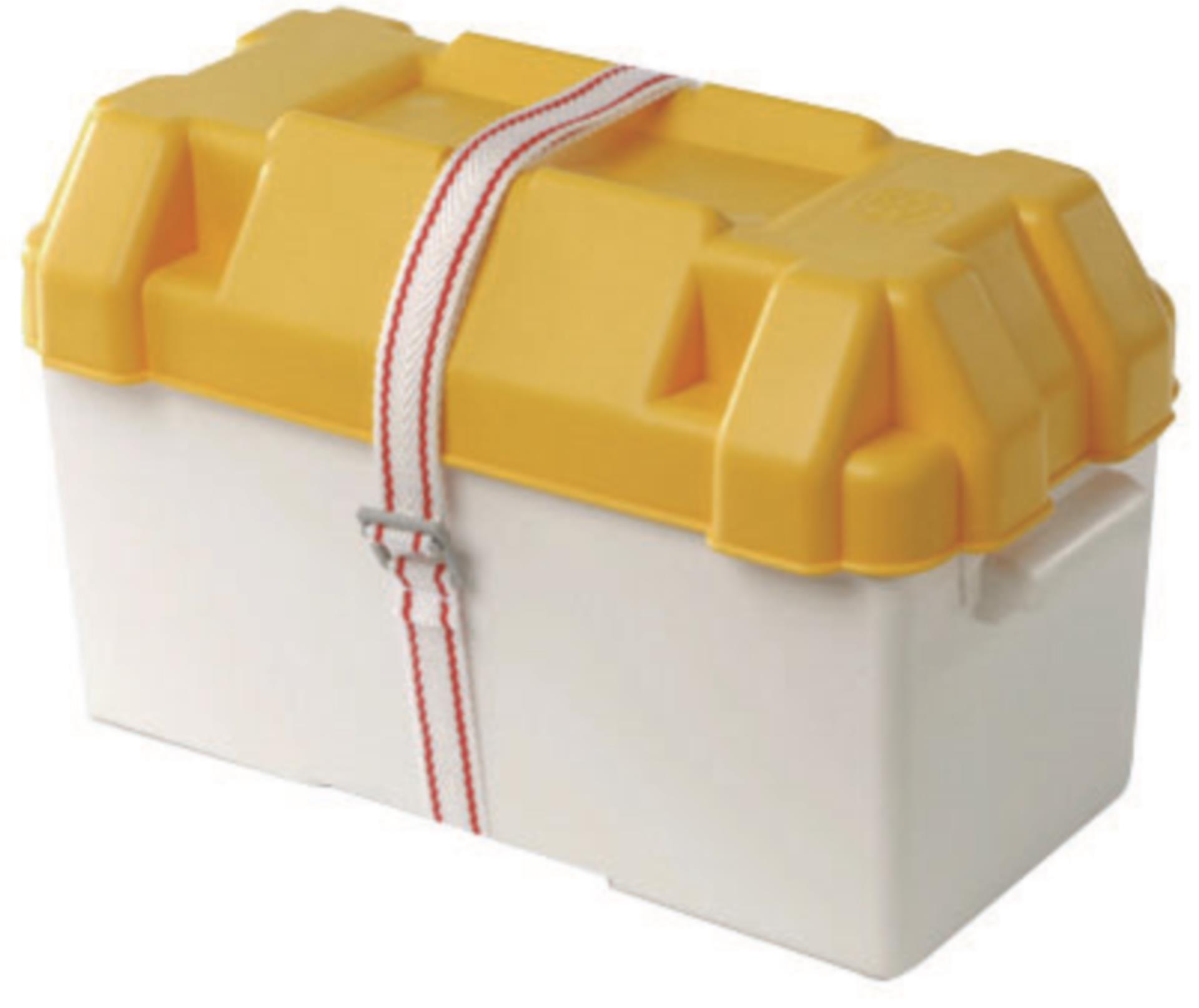 Osculati Batteriebox Mittel weiß / gelb, 384 x 177 x 205 - 235 mm Osculati Batteriebox Mittel weiß / gelb, 384 x 177 x 205 - 235 mm