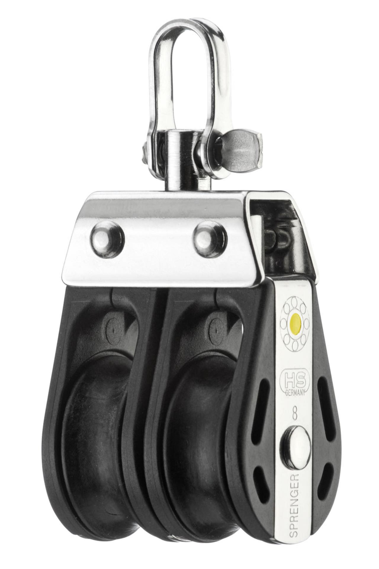 Sprenger S-Block Gleitlager 8 mm - 2 Rollen, Wirbel Arretierbar