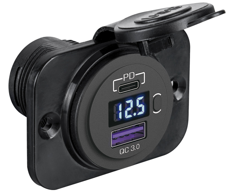 Osculati Voltmeter mit USB Steckdose (Typ A + C)